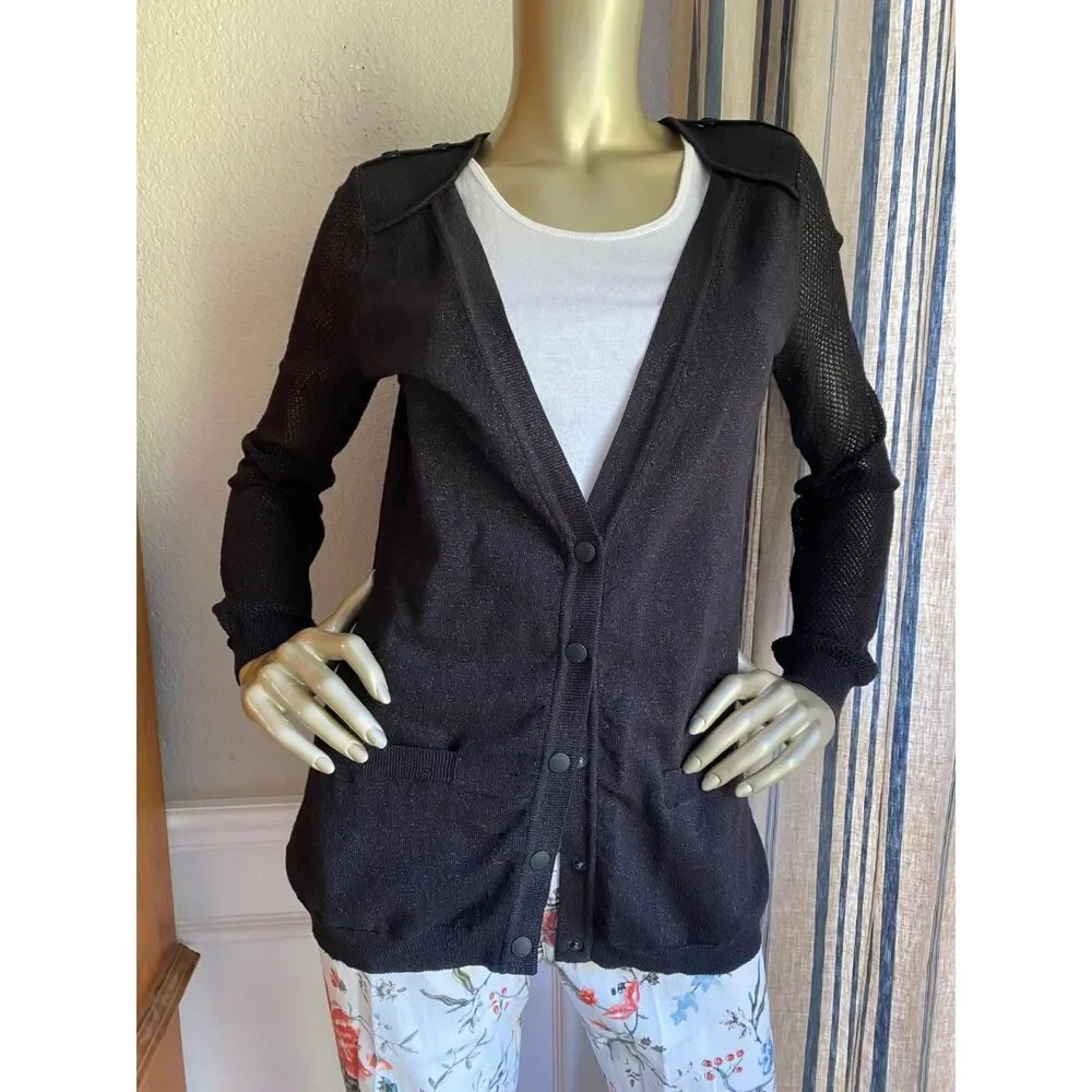 EUC Zac Posen for Target Black Sparkle Cardigan Mesh Sleeve L